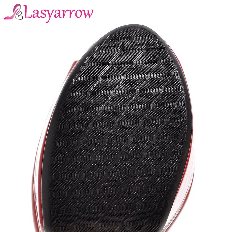 Lasyarrow Обувь Для женщин Высокие каблуки Насосы Весна босоножки-гладиаторы с открытым носком женский шпильках пикантные Высокие каблуки платформы партии Обувь rm178
