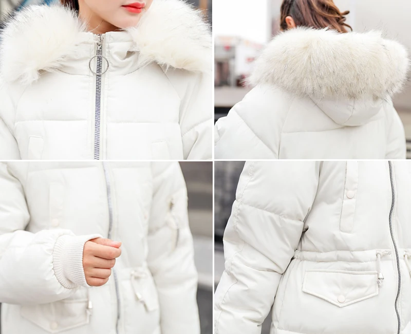 FTLZZ женская зимняя хлопковая куртка теплая с капюшоном и большим меховым