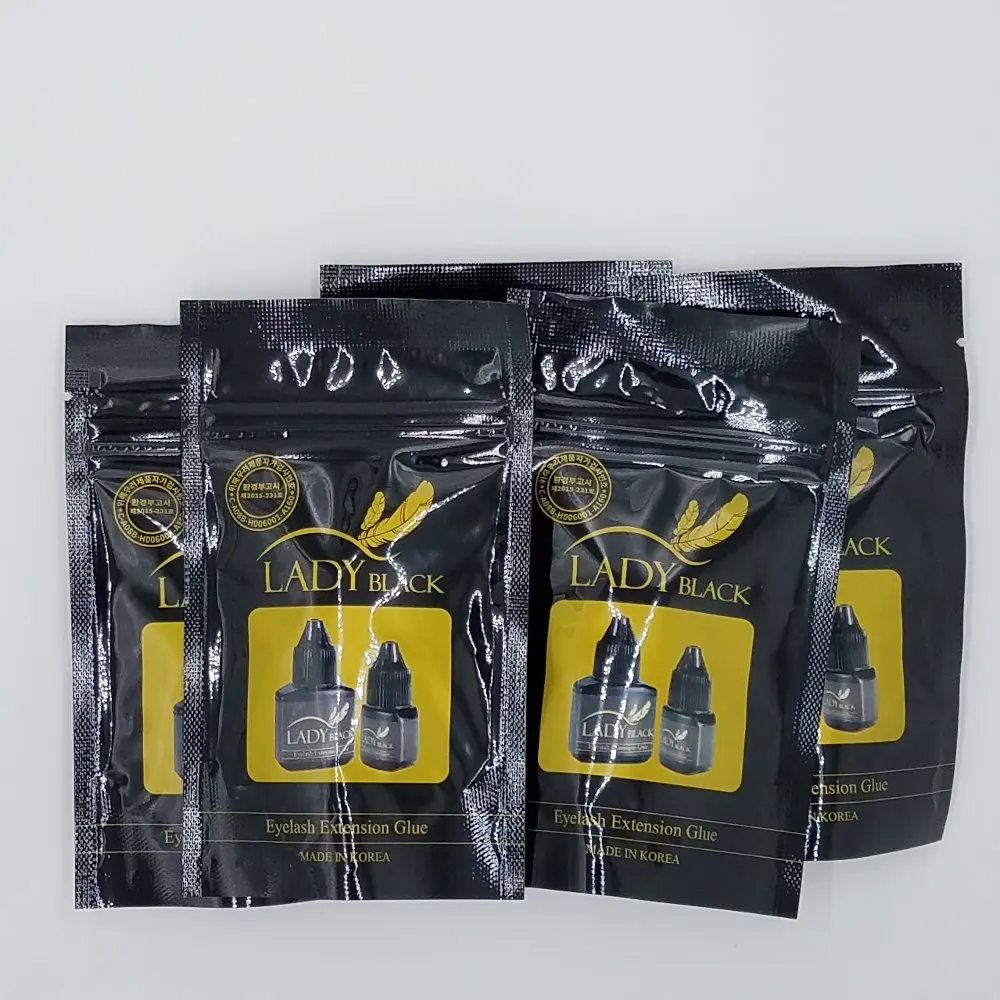 

10 bottles/lot Free Shipping Black Lady Glue Eyelash Extensions fasting dry low irritation fume adhesive With Sealed Bag 10ml
