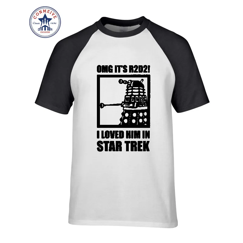 Летняя Новинка 2017 г. Забавный Tee OMG Это R2D2 далек Звездные войны Доктор Кто Trek