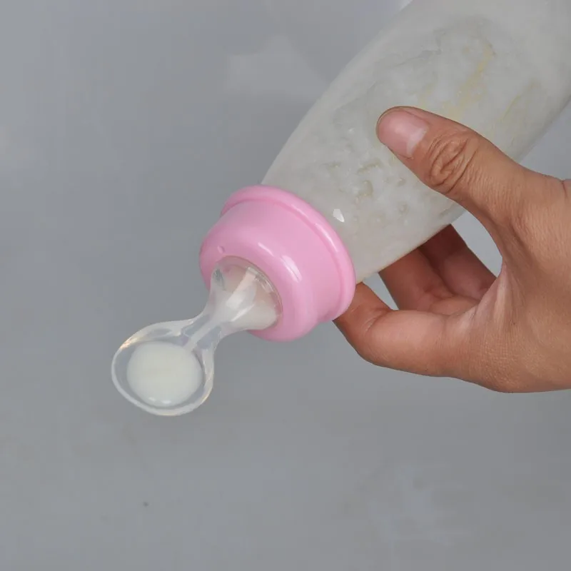 Kids Squeeze Spoon Milk Food Support Bottle Newborn Baby Rice Paste Infant Drinking Training PP Cups 240ML | Мать и ребенок
