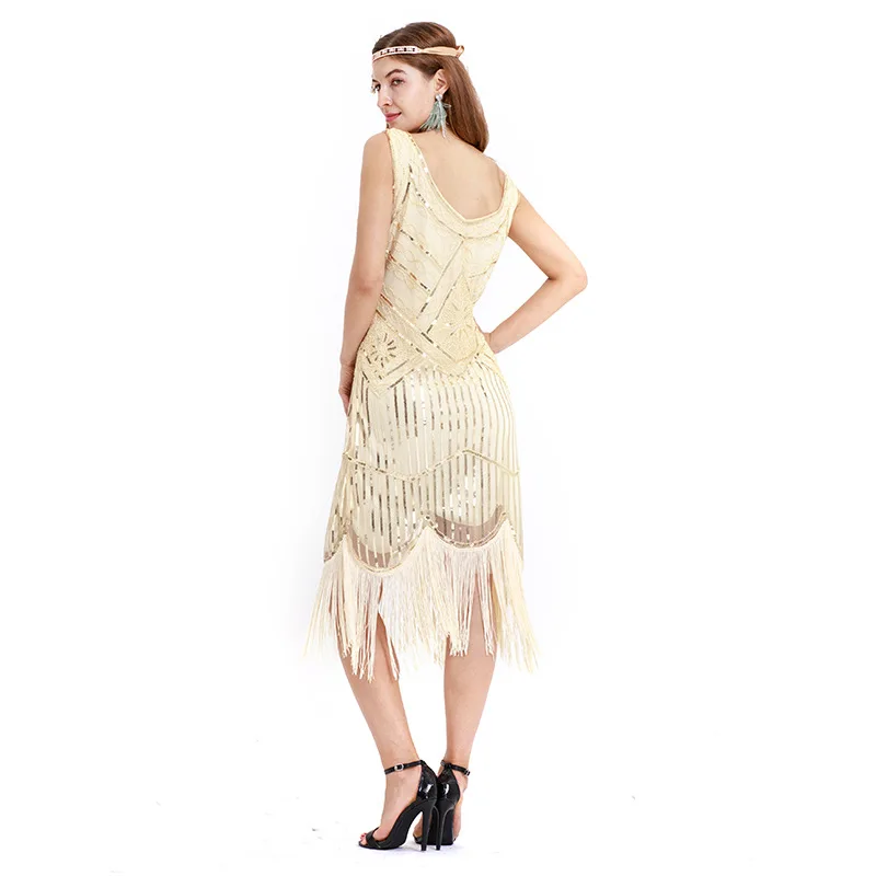 Женское винтажное черное серебристое платье клеш Gatsby с v образным вырезом и
