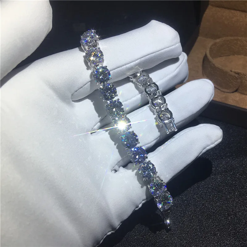 choucong Tennis bracelet White Gold Filled 8mm AAAAA Zircon cz Silver color Wedding bracelets for women Fashion Jewerly | Украшения и
