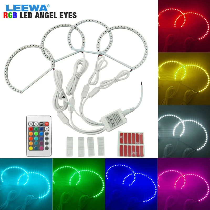 LEEWA 2X131 мм 2X146 автомобиль 5050SMD LED RGB Вспышка ангельские глазки Halo кольцевой свет для