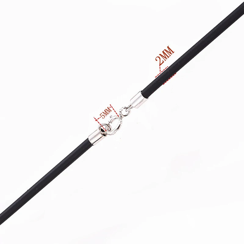 Черный резиновый шнур с коннекторами и застежками из стерлингового серебра 925