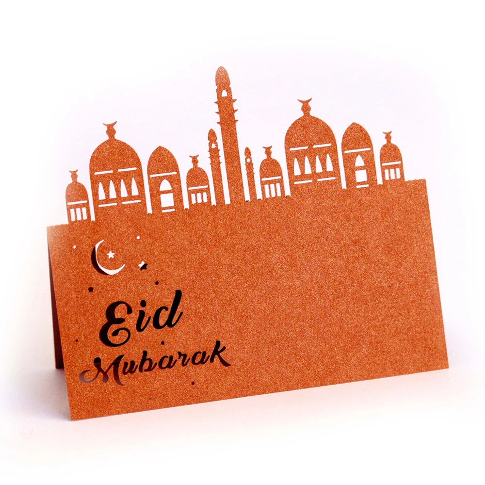 10 шт. Eid Mubarak вечерние карты для сидений, лазерные полые праздничные карты, Золотые Бронзовые карты для места, счастливые Eid Ramadan Kareem мусульманские Вечерние украшения - Цвет: Bronze
