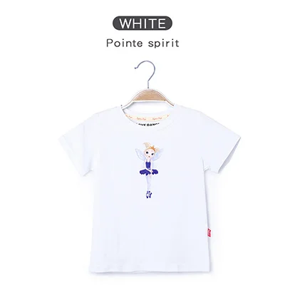 White-pointe Мягкие футболки с принтом для балета и танцев для девочек; летние детские однотонные футболки для танцев; одежда с короткими рукавами для занятий танцами - Цвет: White-pointe