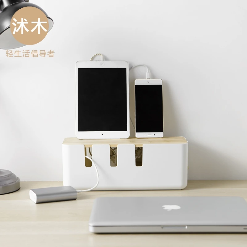 Простой дубовый крышка Мощность разъем шнура получили случае Кабельный