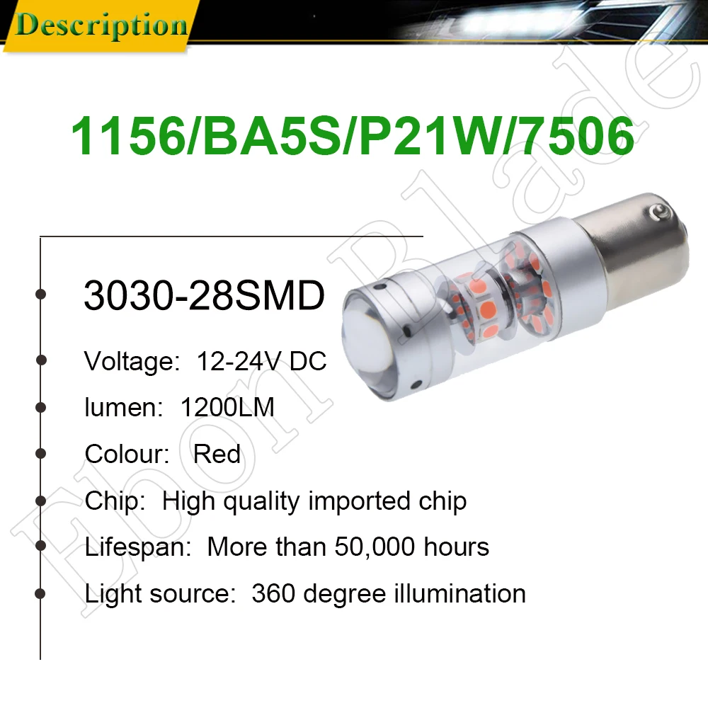 1156 BA15S P21W 1157 BAY15D P21/5W Автомобильный светодиодный светильник 3030 140W авто тормоз