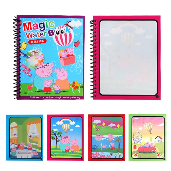 F Pink Pig Волшебная водная книга для рисования, игрушки для раскрашивания, рисование, доска для рисования с волшебной ручкой для детей, игрушки, подарок на день рождения - Цвет: F Pink Pig