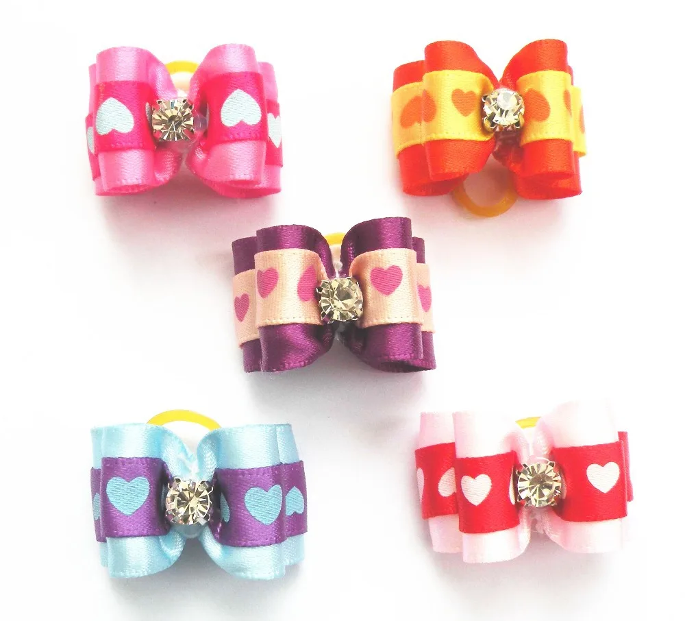 100 шт./лот аксессуары для собак с милым сердцем на День святого Валентина банты