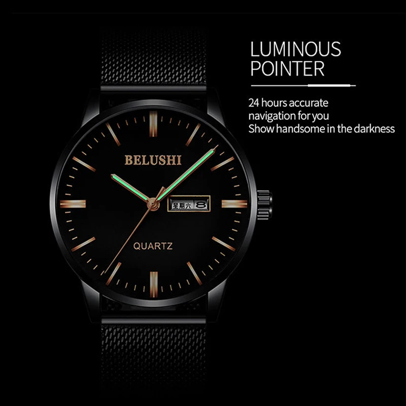 Бизнес простые кварцевые мужские часы повседневные тонкие сетчатые стальные