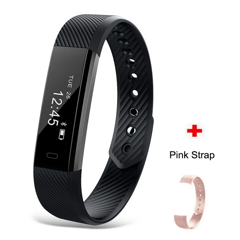ID115 Black W Pink Фитнес-трекер умный Браслет ID115 Veryfit APP Bluetooth Band монитор активности будильник спортивный браслет для iOS Android - Цвет: ID115 Black W Pink