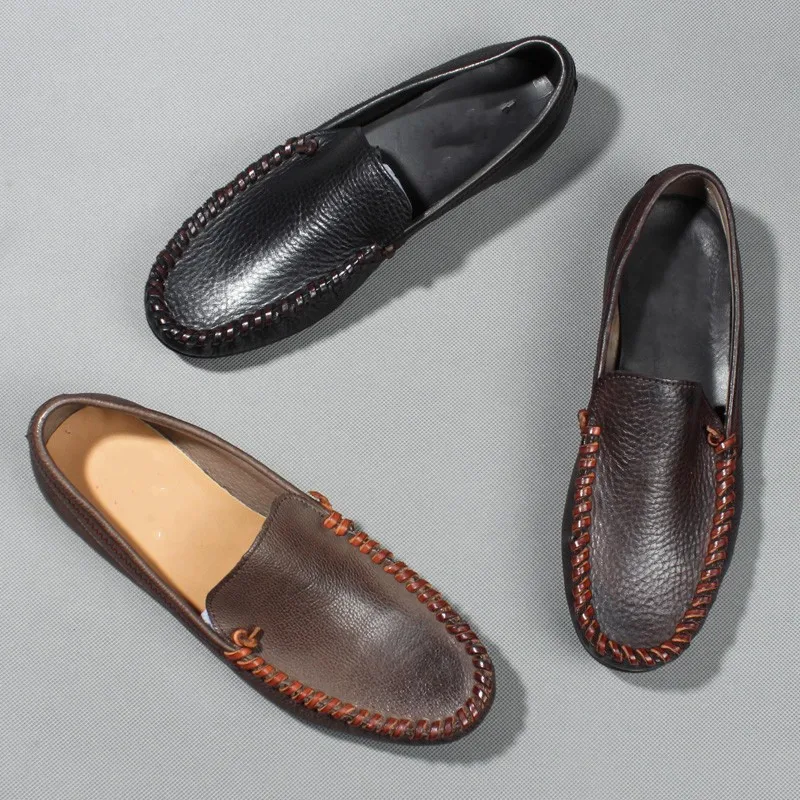 

2018 Summer Handmade Peas Man Lazy Shoes Breathable Outdoor Leisure Loafers