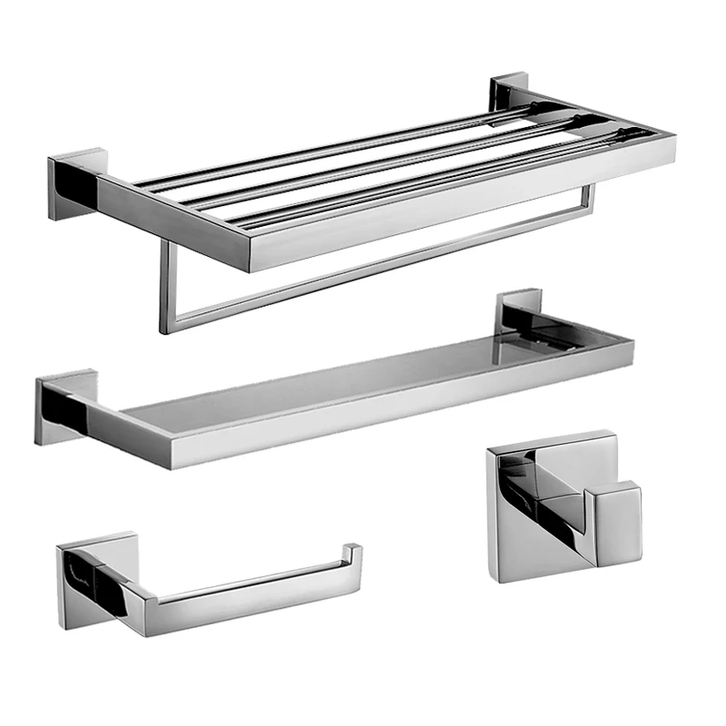 304 Stainless steel wall-mounted bathroom hardware accessories set square base toilet brush tumbler holder soap dish | Обустройство