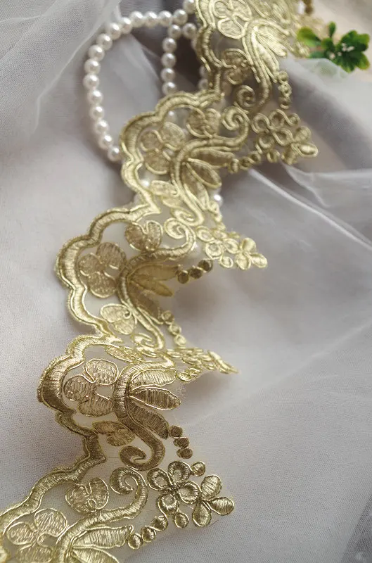 Золотой шнурок кружева отделка двора Alencon кружевной отделкой в золотом цвете|alencon