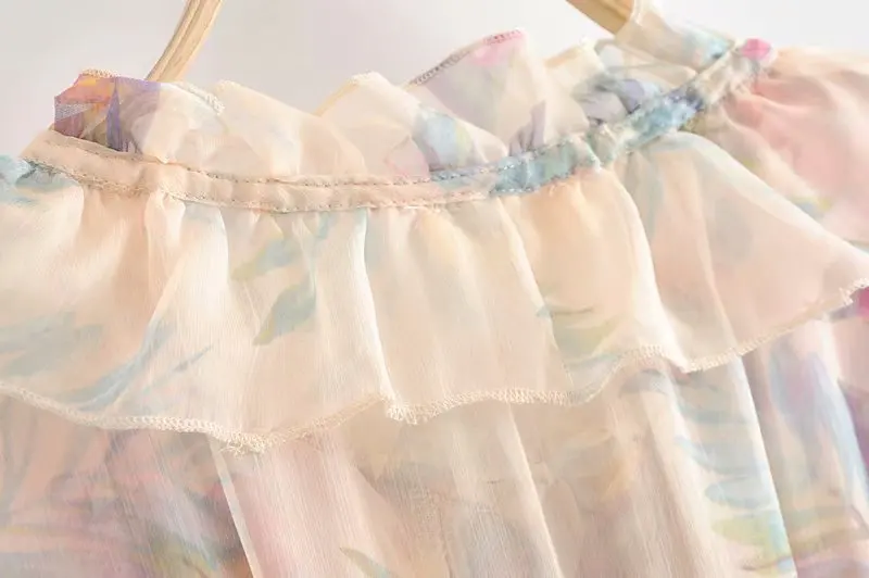 Женский комбинезон с цветочным принтом Boho короткий со шнуровкой и стоячим