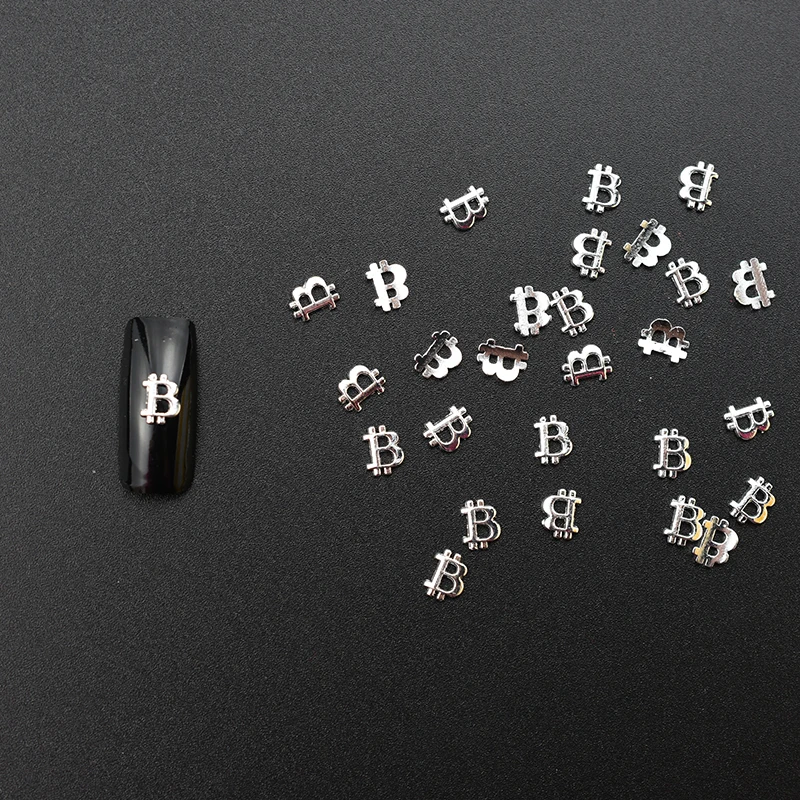 Серебряная Биткоин-бит для украшения ногтей металл 50 шт. | Красота и здоровье
