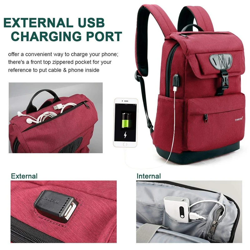 Tigernu универсальный рюкзак для женщин Модная молодежная Женская USB 15,6 ноутбук школьные сумки для подростков обувь для девочек Mochila
