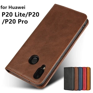 leather case for huawei p20 lite flip case card holder holster for huawei p20 lite pro p20 magnetic adsorption cover case free global shipping