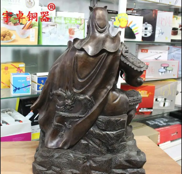 33 огромная китайская Бронзовая статуэтка сидя Дракон Гуань Гонг книга для чтения