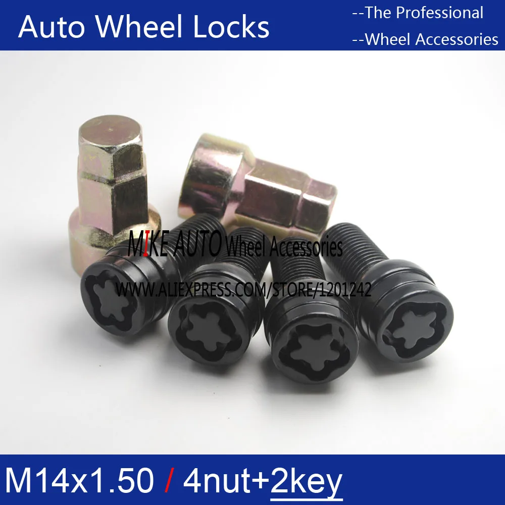 4 шт. для VW Golf Jetta Beetle Passat Колесный болт и 2 запорных гайки M14x1.5x27.5 8D0601139F 004 8D0 601 139F 1K0