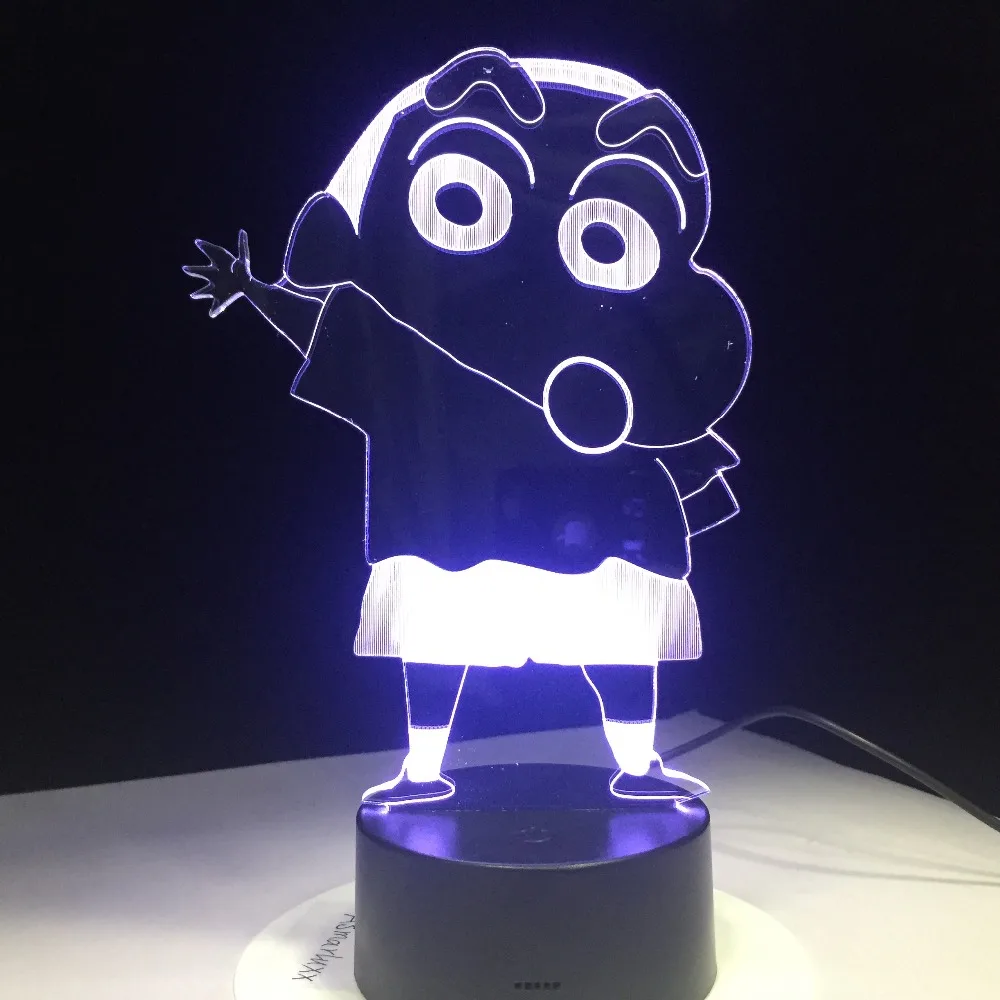 7 цветов Мультфильм Kureyo Crayon Shinchan 3D светодиодный Ночник светильник USB детский
