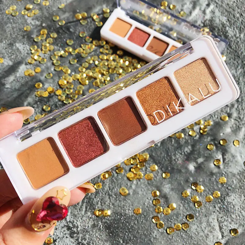 5 цветов Сияющие тени для век пигментные Блестки макияжа Палетка цвета заката