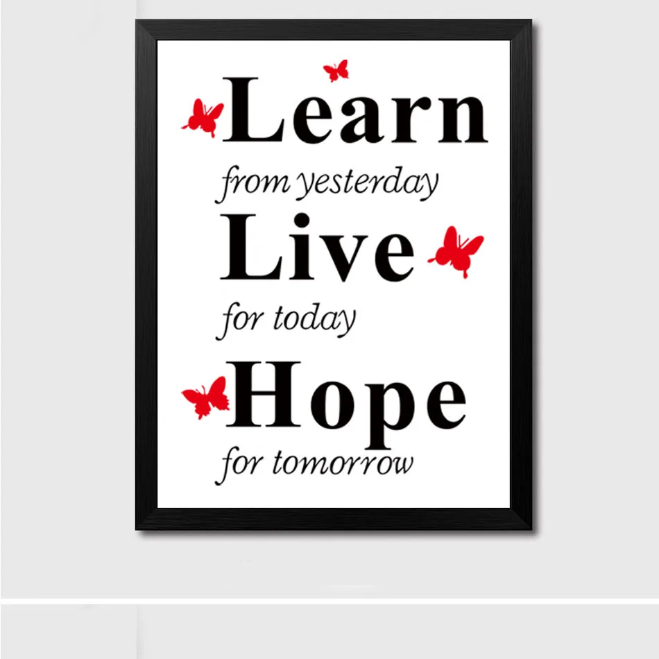 W13 черно-белые буквы учатся жить надеюсь креативный современный минималистичный