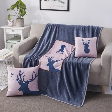 Cushion Blanket17 2 в 1 хлопок скандинавские Мультяшные олени складное лоскутное мягкое стеганое одеяло печатное квадратное домашнее офис автомобиль бросок диванная подушка под спину - Цвет: Cushion Blanket17