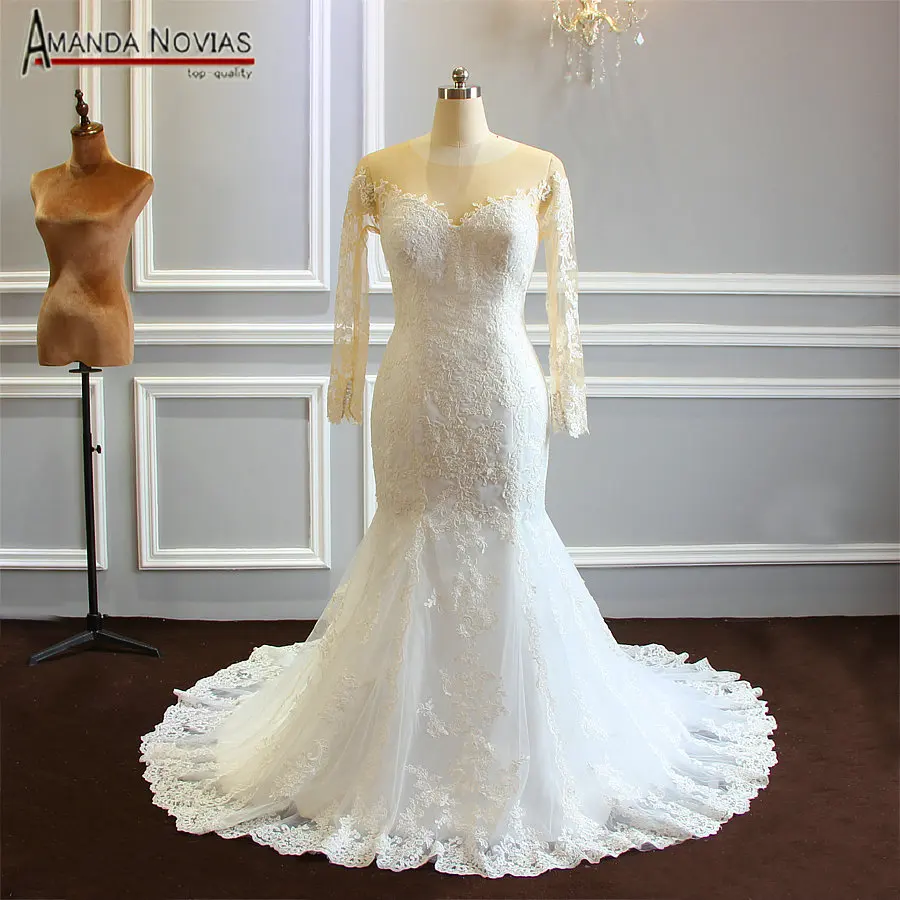 Vestido de novia простое свадебное платье русалки с длинными рукавами и открытой спиной
