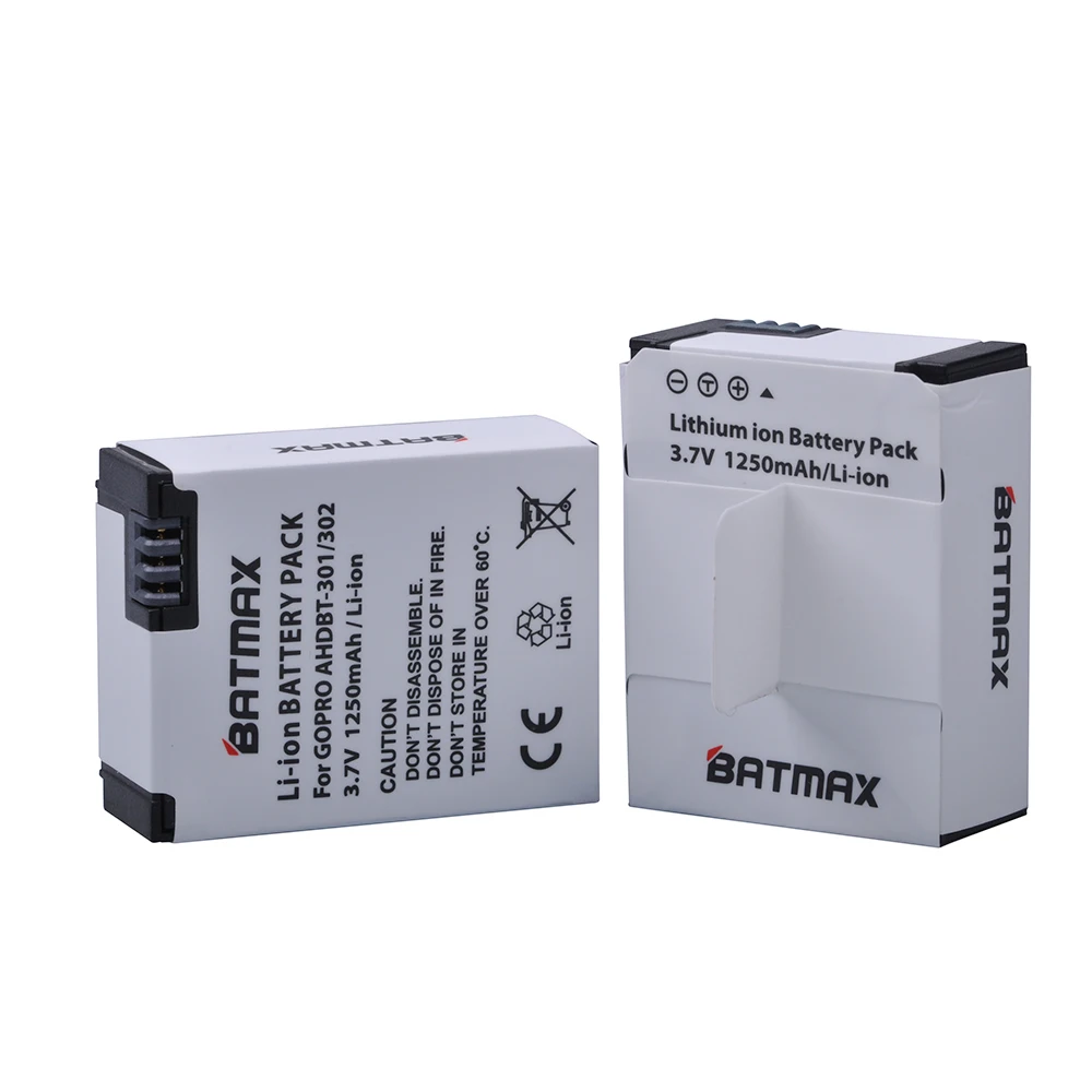 

High Capacity Rechargeable Batteries (2-Pack) 1250mAh for GoPro HD HERO3/3+ and GoPro AHDBT-201/AHDBT-301/AHDBT-302