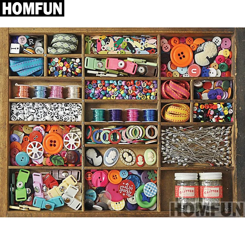 Алмазная живопись HOMFUN A00853 картина Рождественская пуговица с полными