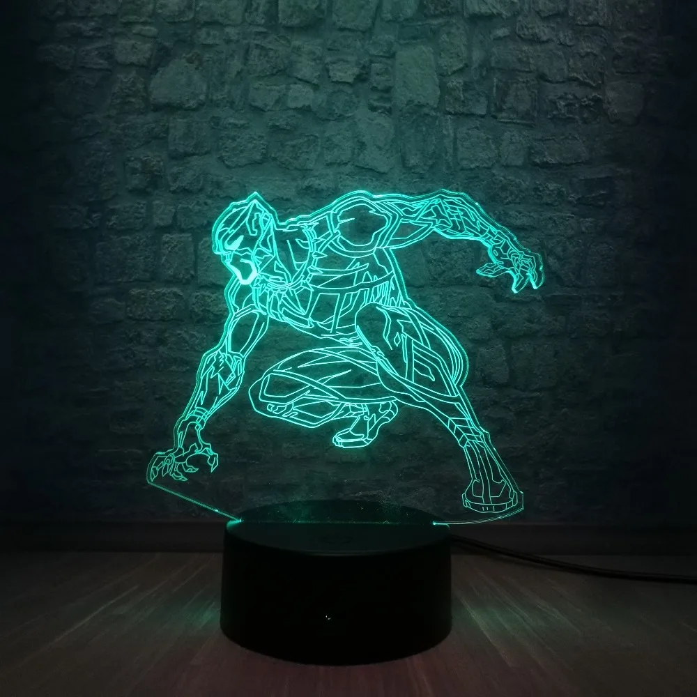 Фигурка Marvel Legend Черная пантера 3D светодиодный светильник 7 цветов Изменение спальни USB настольная ночник Рождественский декоративный подростковый подарок игрушки