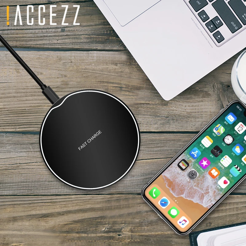 ! ACCEZZ Qi Беспроводная зарядка для iPhone X 8 Plus 10 5 Вт Samsung Galaxy S9 S8 Note ультратонкое