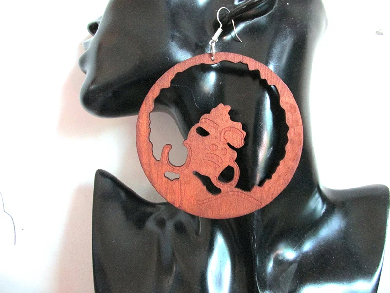 Новейшие 3 дюймовые деревянные серьги афро девушки|wooden afro earrings|afro girl earringsearrings earring