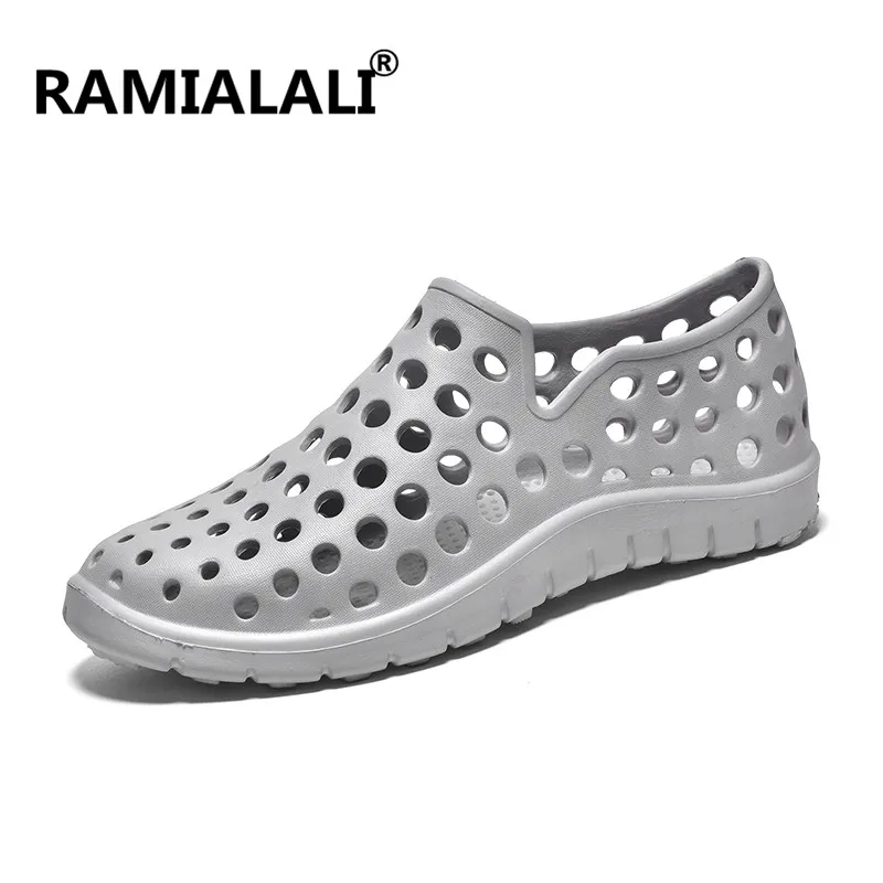 Серый Ramialali/женские босоножки; Туфли-сабо для сада; быстросохнущие летние пляжные тапки; дышащие уличные сандалии; вьетнамки - Цвет: Серый