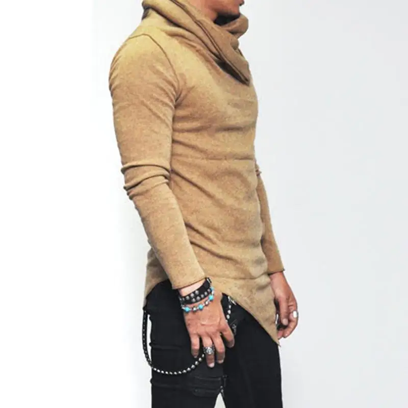 Осень 2018 Готическая Мужская футболка топы футболки ассиметричные модные с