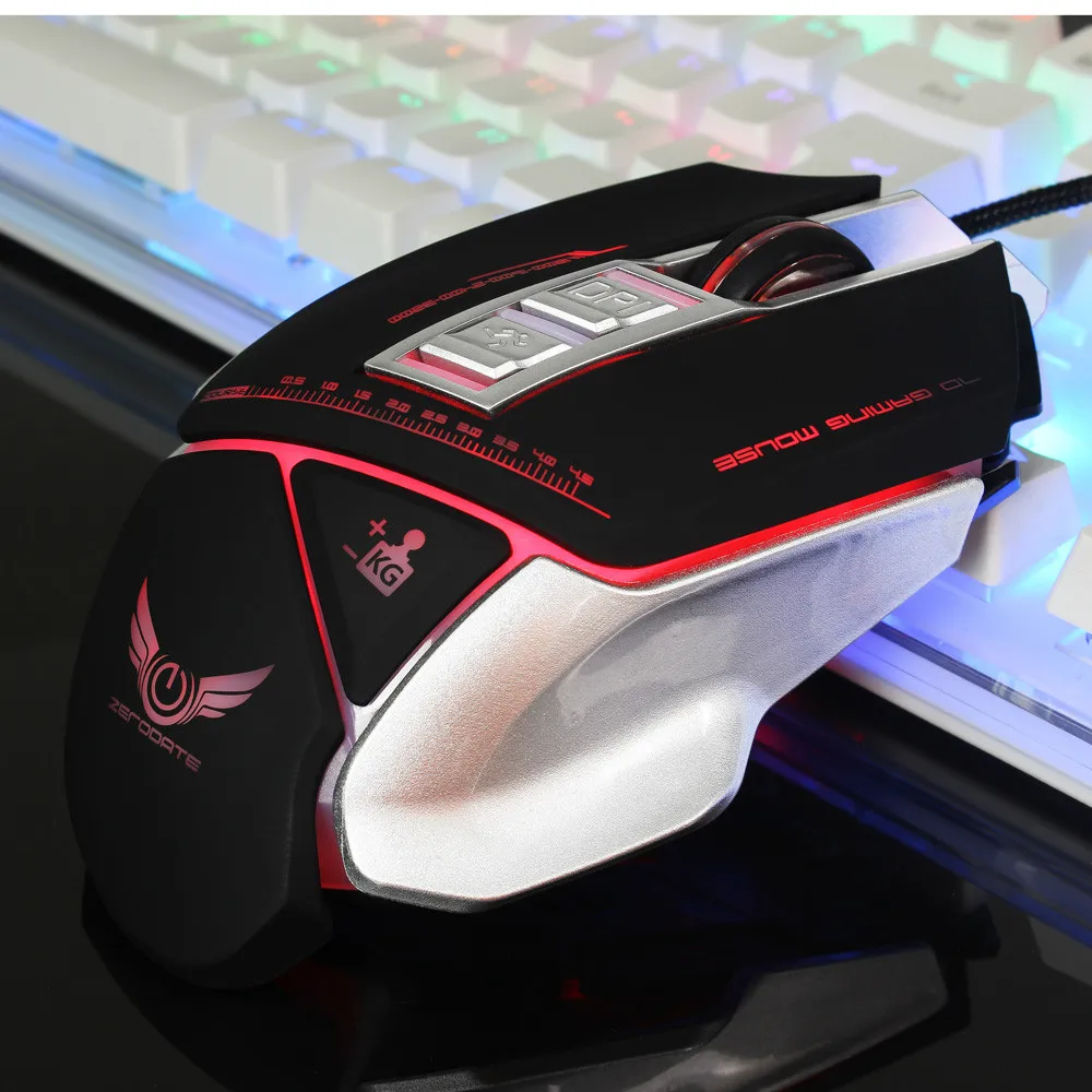 Проводная мышь 3200DPI оптическая Регулируемая 7D кнопка черный белый USB цветной
