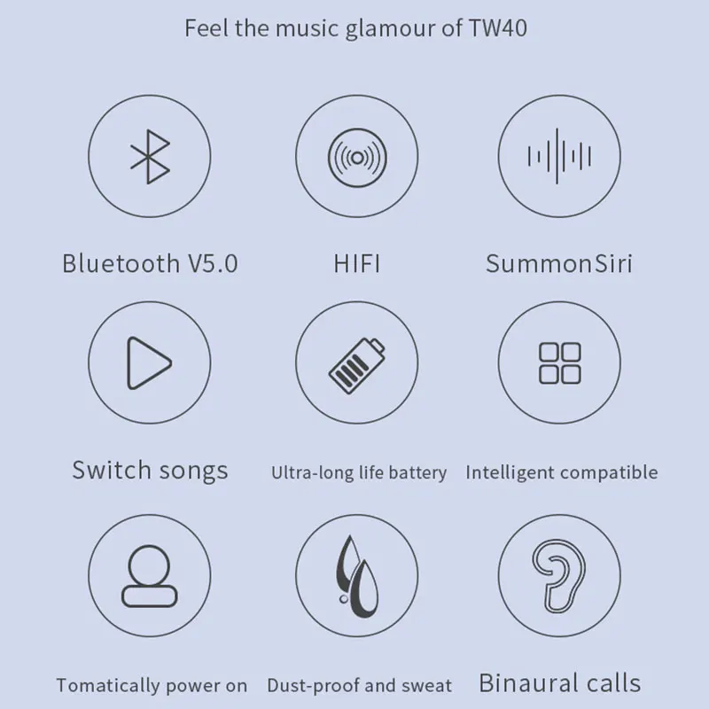 TW40 TWS с сенсорным управлением настоящие беспроводные Bluetooth наушники спортивные