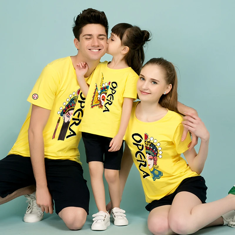 ZSIIBO Peking Opera/топы для мальчиков Семейные парные футболки Модная хлопковая