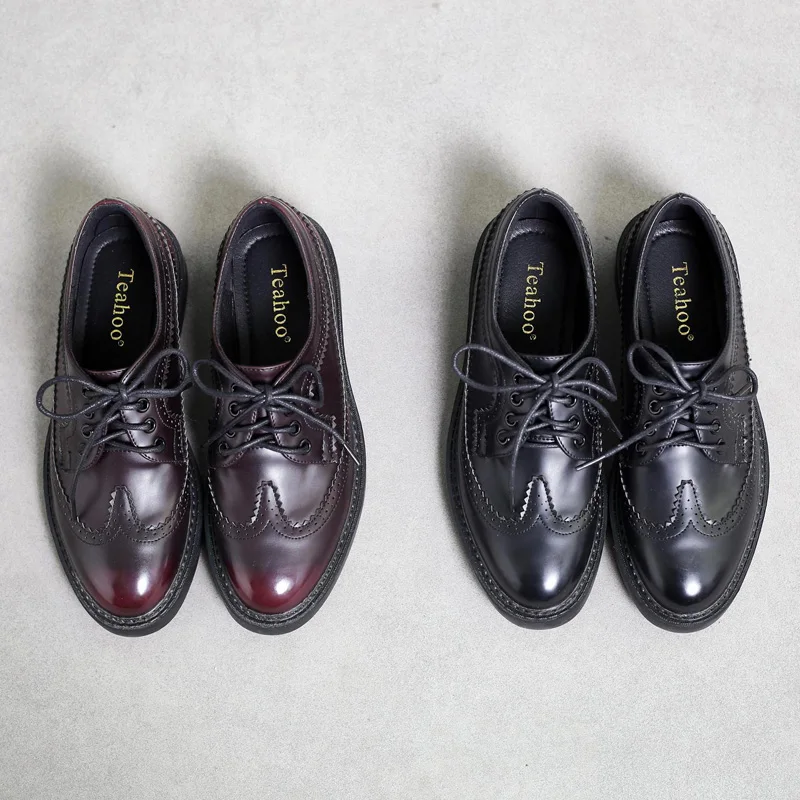 Teahoo/женские туфли-оксфорды на шнуровке кожаная обувь ручной работы женская