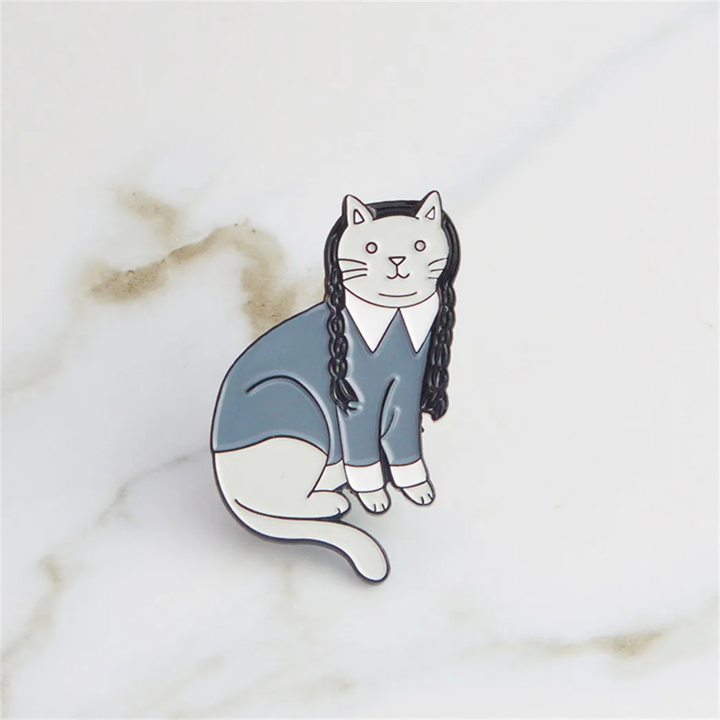 Qianraq стильная панк-брошь Goth Cat в виде темной кошки винтажные значки ведьмы