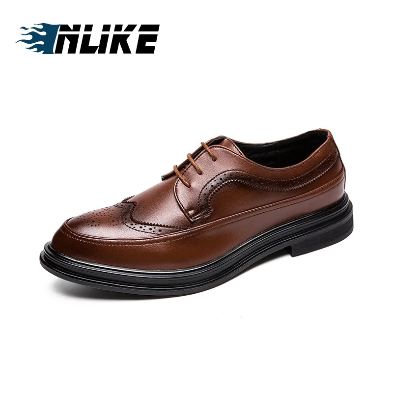 

Туфли INLIKE мужские классические, заостренный носок, кожаные оксфорды, броги, модная Классическая обувь