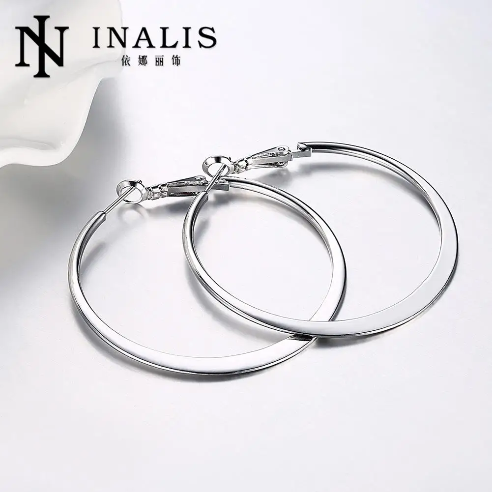 INALIS новые серебряные цветные тонкие гладкие Преувеличенные Большой круг обруч