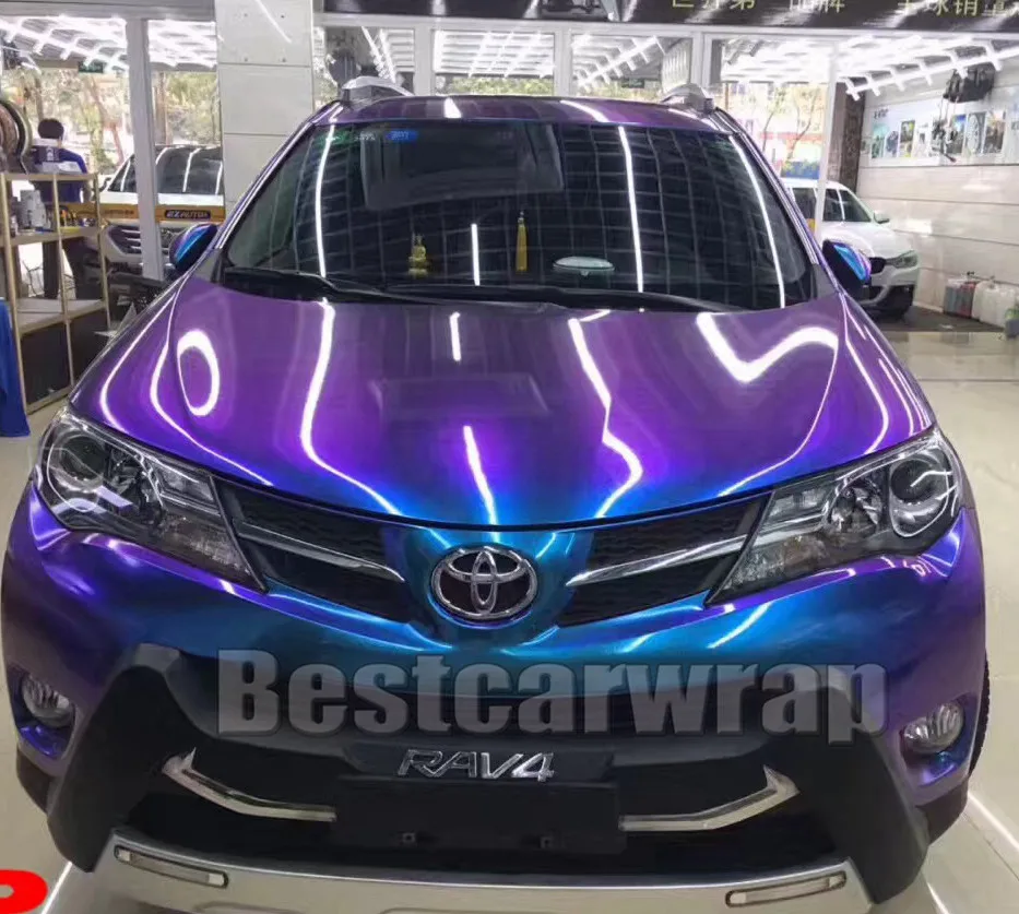 Синий фиолетовый глянцевой металлической виниловая пленка с эффектом хамелеона