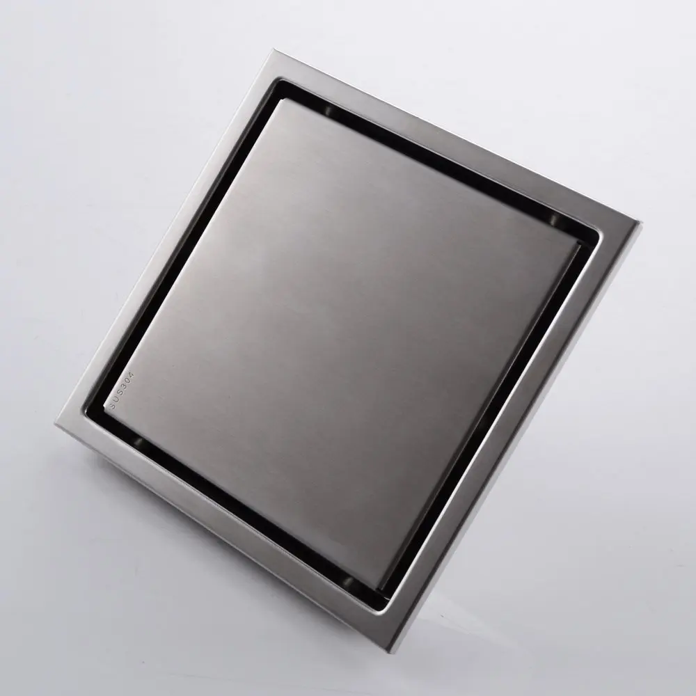 Square Shower Floor Drain with Tile Insert Grate - Made of Sus304 Stainless Steel 6-inch Invisible Look or Flat | Обустройство дома