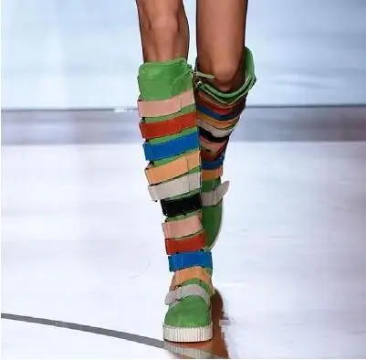 Женские зимние сапоги до колена Sestito на плоской подошве с круглым носком и