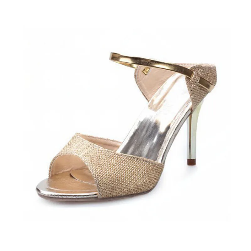 Высокие Каблуки Сандалии 2016 Летняя Обувь Женщины Красивые Серебряные Золотые
