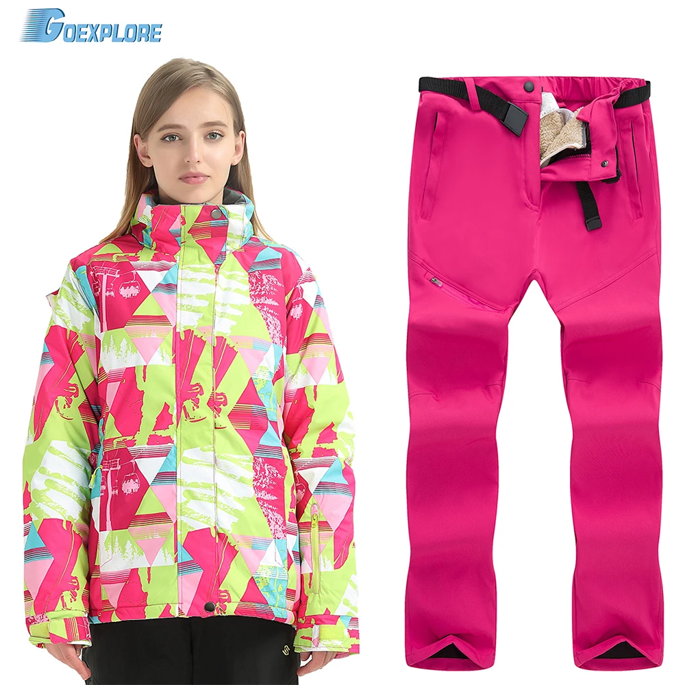 

Ski Suit Women Winter Outdoor Windproof Waterproof Mountain Trekking Ski Jacket And Pants Snow Skiing Snowboard Sets female